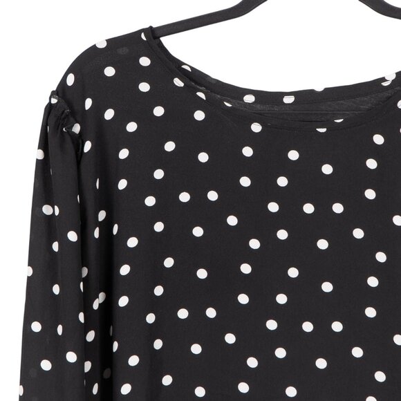 Van Heusen Polka Dot Blouse XXL Womens Black White Stretch 3/4 Sleeves - Picture 2 of 5